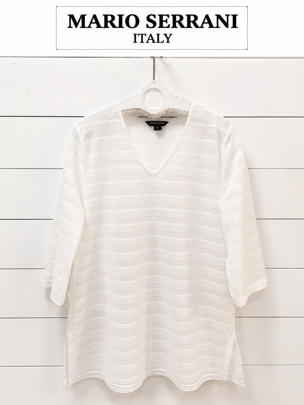 MARIO SERRANI White Lace Cover Up Top Size L